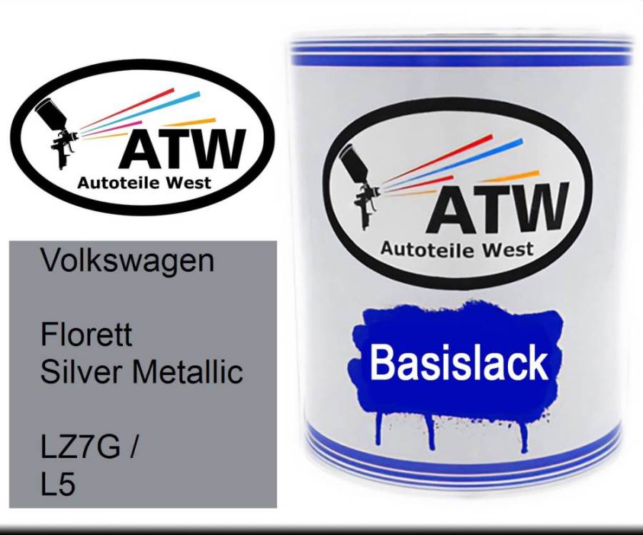 Volkswagen, Florett Silver Metallic, LZ7G / L5: 1L Lackdose, von ATW Autoteile West.